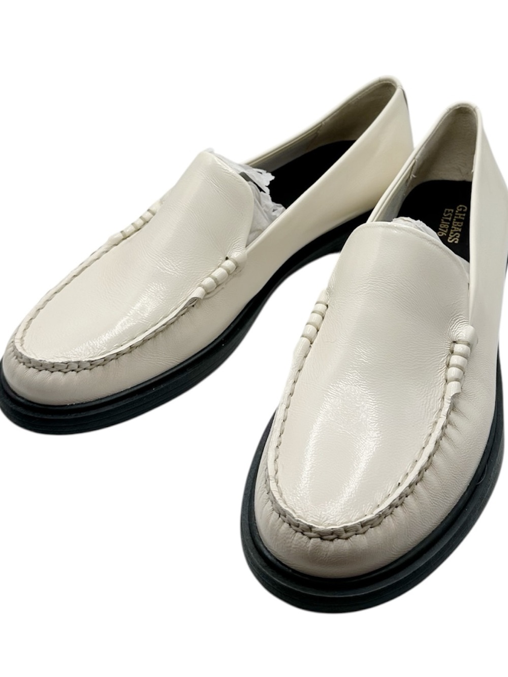 G.H. Bass Women’s Cream Leather Loafers Slip On Shoes US 8.5 EU 39 NEW